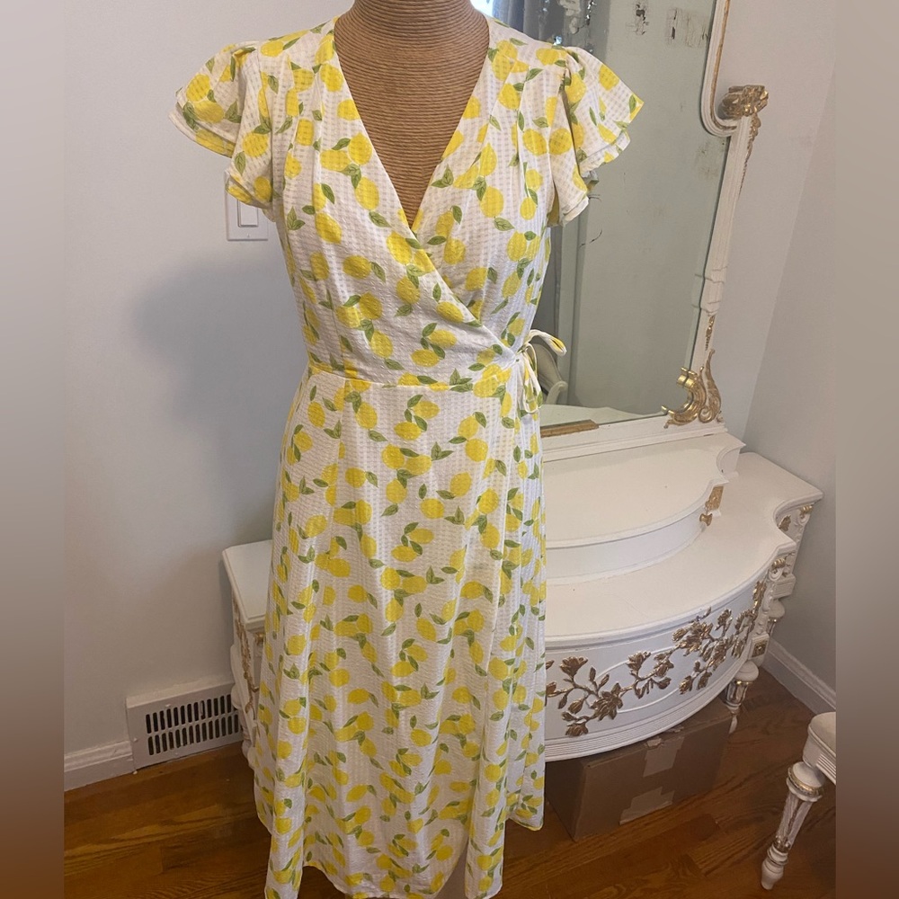 Draper James Yellow and White Floral Midi Dress